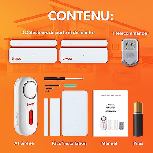 tiiwee A1 Alarme Maison sans Fil - Alarme de Porte et de Fenêtre - Système d'Alarme sans Abonnement