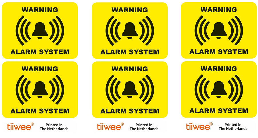 Tiiwee Lot de 6 Autocollants - Jaune - Étiquettes Alarme Sécurité