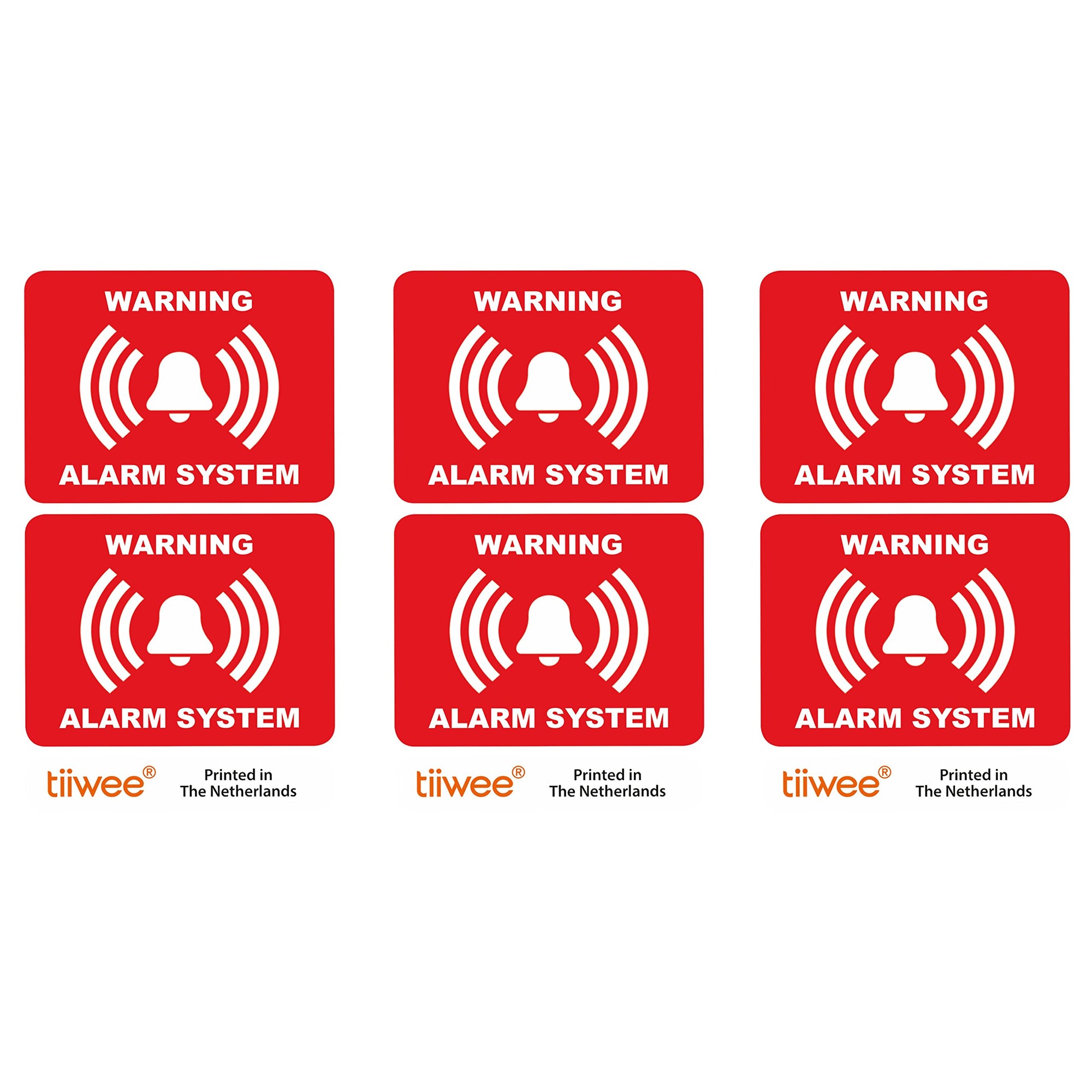 Tiiwee Lot de 6 Autocollants - Rouge - Étiquettes Alarme Sécurité