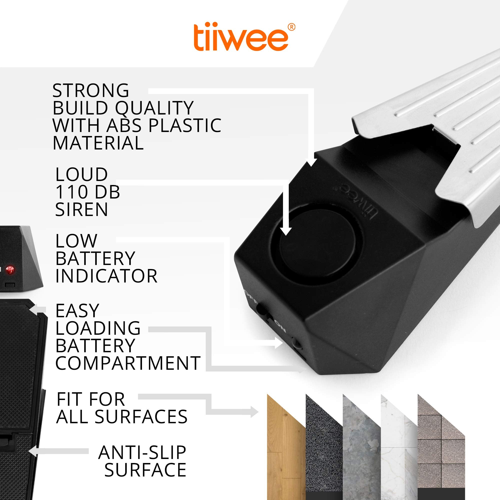 tiiwee Cale Bloque Porte avec Fonction Alarme - Lot de 2